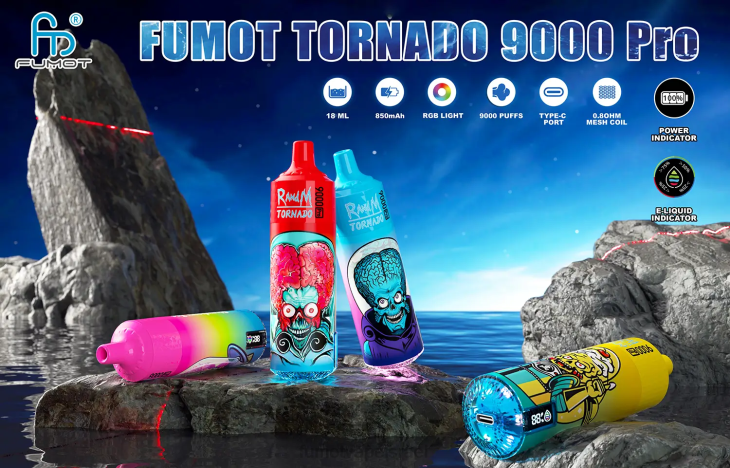 Fumot Disposable Vape | פופ קרח 06D6218 1 חתיכה 9000 pro 18 מ"ל חד פעמי Fumot Tornado