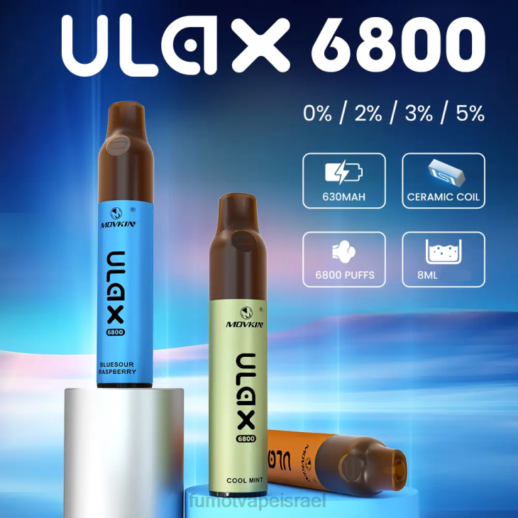 Fumot Vape Online Shop | מנגו אפרסק 06D6326 6800 אדי חד פעמי, סליל קרמי - 8 מ\"ל (1 חתיכה) Fumot Movkin Ulax