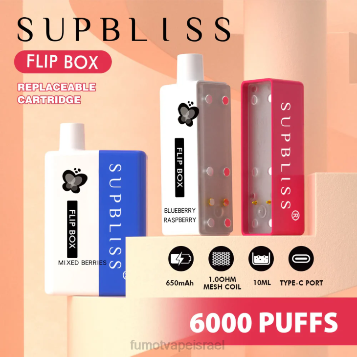 Fumot Store | פינה קולדה 06D6340 ערכת vape להחלפה קופסה 6000 - 10 מ\"ל (1 חתיכה) Fumot Supbliss Flip